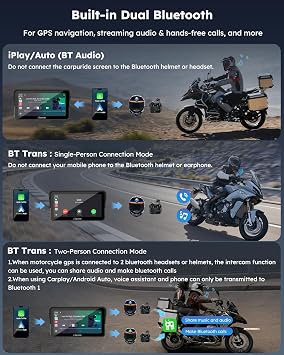 Carpuride W602BSPRO for BMW Motorcycle Carplay & Android Auto 6.25 IP67 Waterproof Car Play Moto GPS Navigation Screen with Dual Bluetooth, Data Reading, OTA, Wonder Control, TPMS, Compass, Barometer