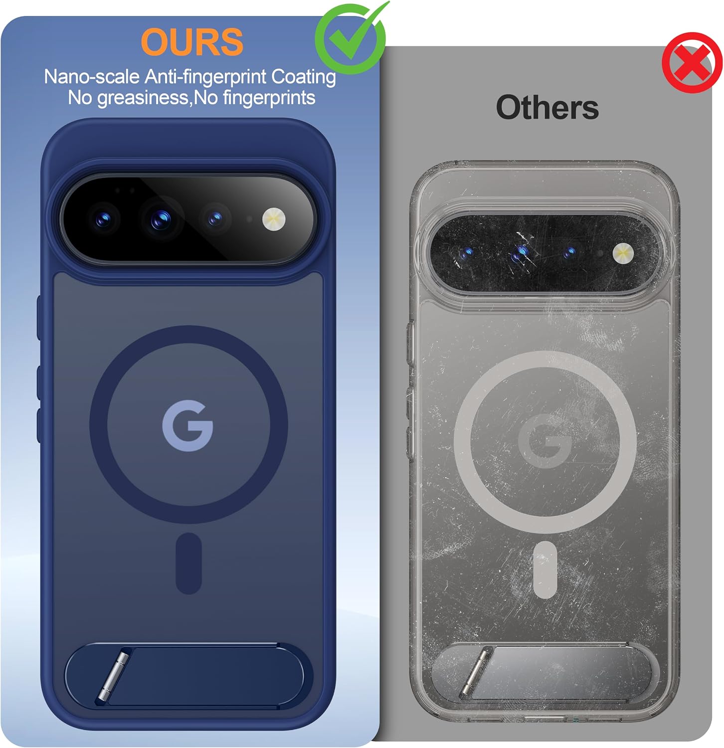 Magnetic for Google 11 Pro XL Case, Blue | [Built-in Kickstand] [Compatible with MagSafe][Anti-Fingerprint] Shockproof & Dropproof, Slim Translucent Matte Phone Case thumbnail
