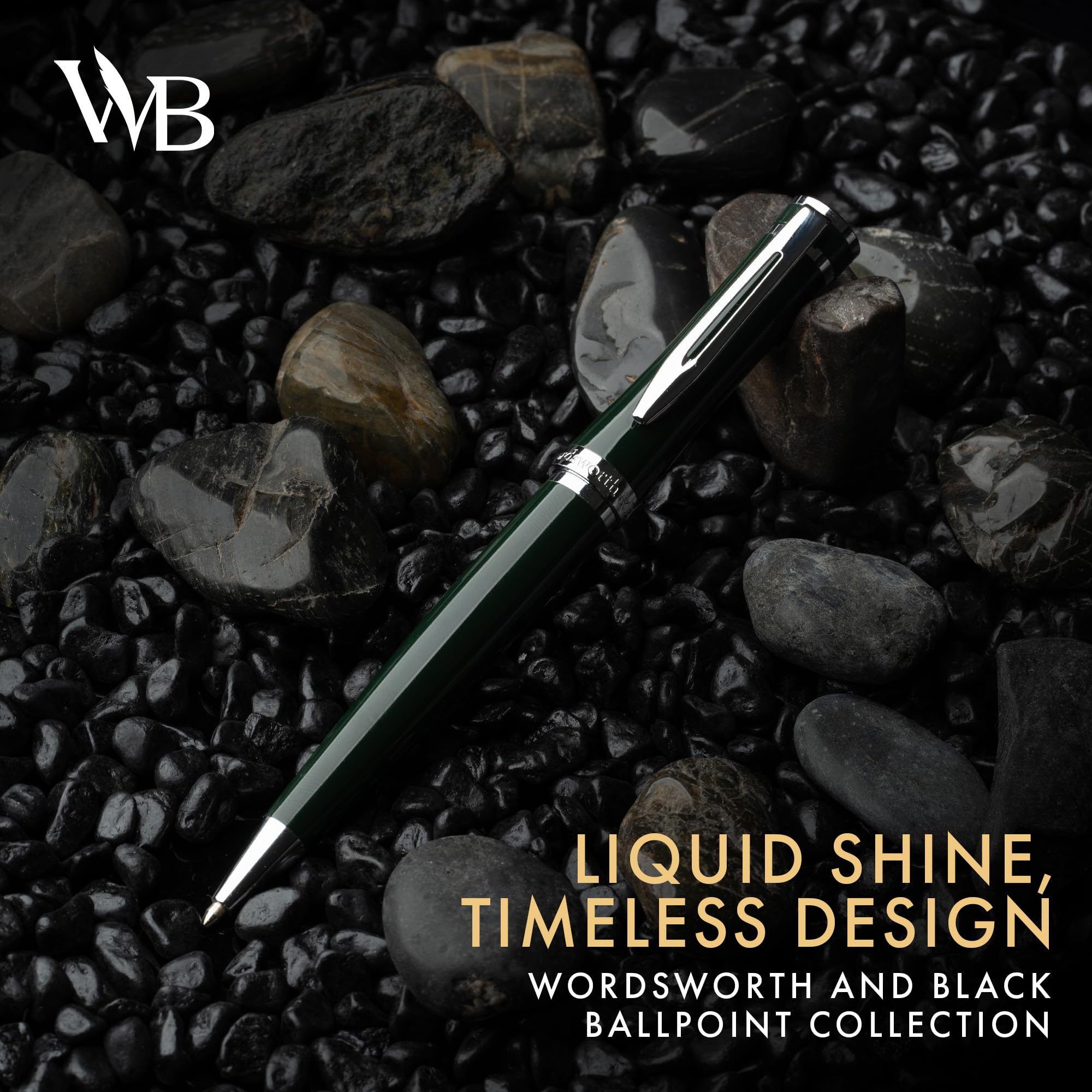 Wordsworth & Black Kugelschreiber Grüner Lack Atemberaubender Luxus Stift Chrom-Finish, Tinten-Nachfüllung, Bestes Geschenkset für Männer & Frauen, Nachfüllbar, Elegant, Schöne Stifte, Feine Spitze