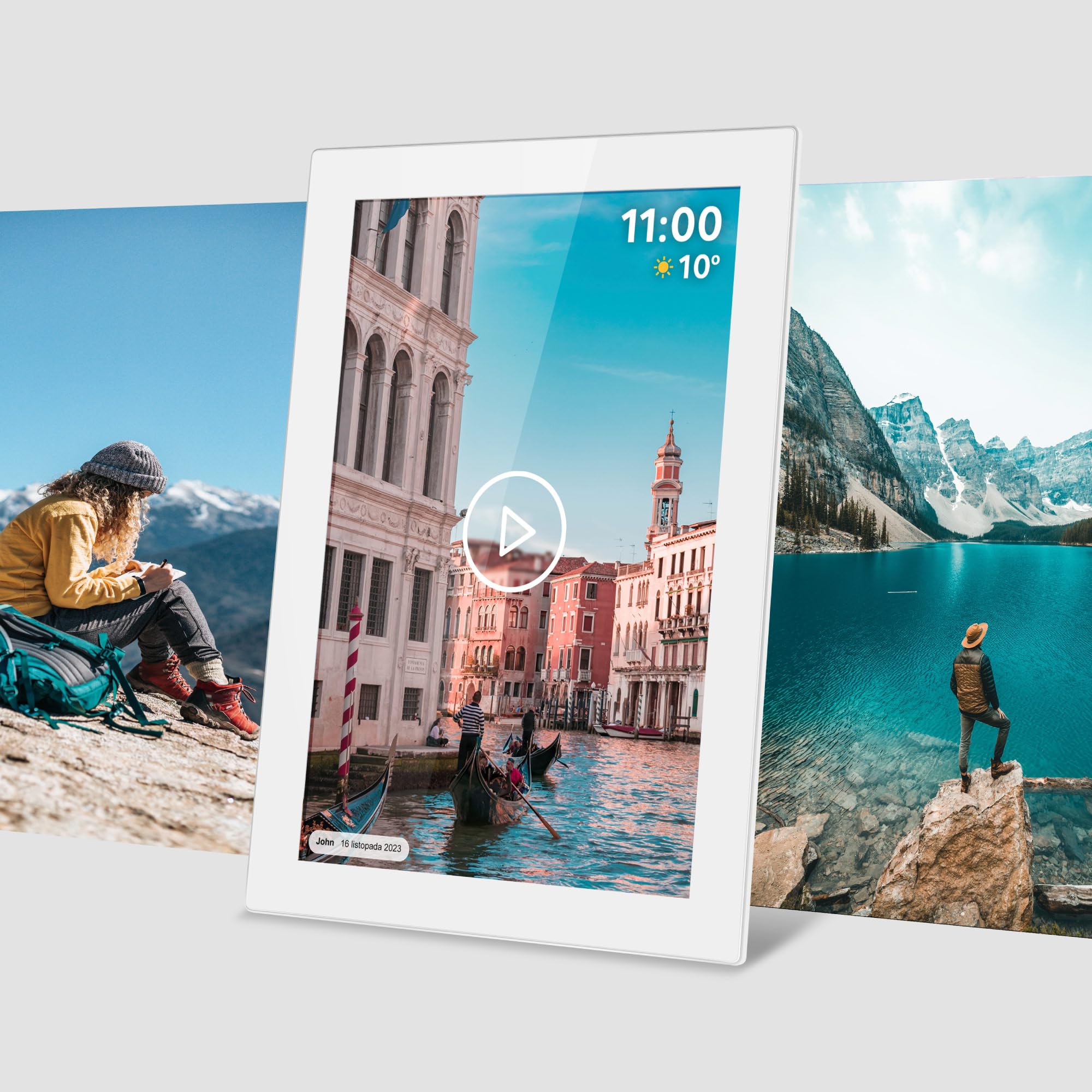 Kruger&Matz Cornice per Foto Digitale FRAMEO 1280 x 800 Pixel 10,1" Wi-Fi MicroSD Riproduzione Video Clip Timer Meteo Cornice Bianca KM1100W