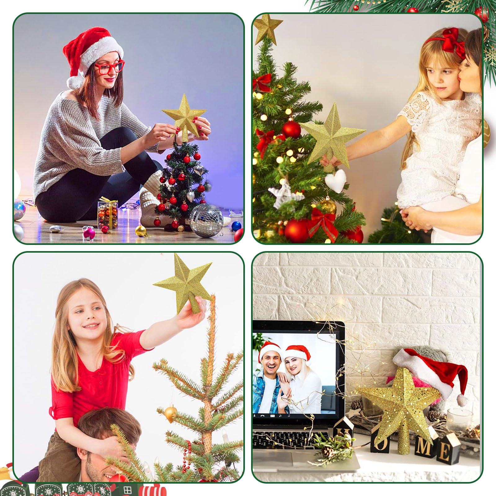 Aneco Étoile De Sapin De Noël à Paillettes Incassable Pour Décorer Le