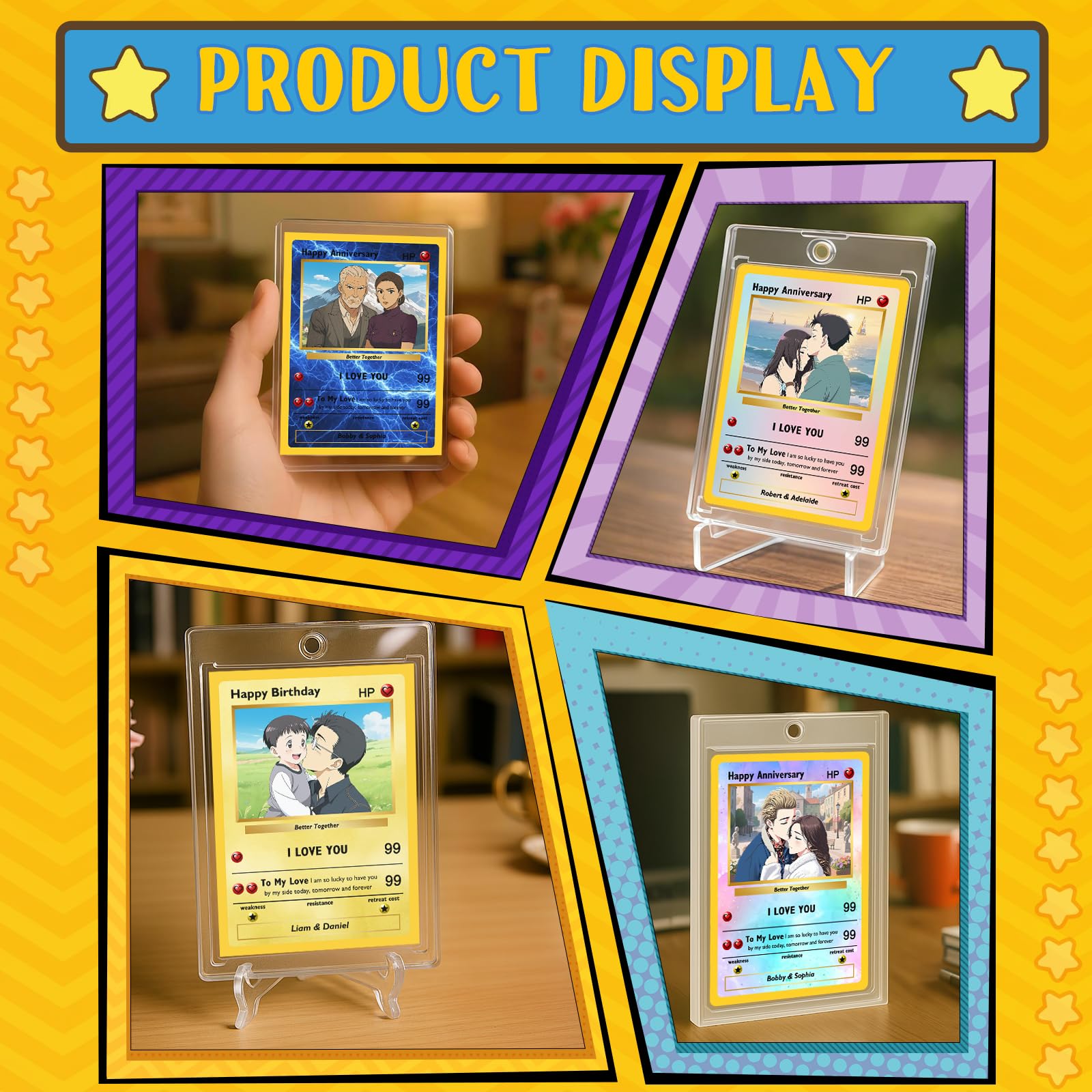 Custom Poke Card with Photo Personalized Trainer or Character Cards Customizable Poke Portriat Card with Name Stats Text — view 6