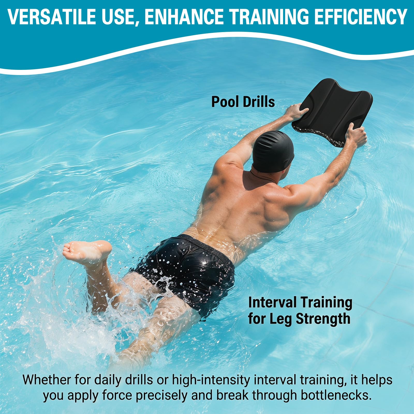 Pull Kick Schwimmbrett, 2-in-1 Pullkick/Schwimmbrett Schwimmhilfe zur Optimierung der Technik und Wasserlage beim Schwimmtraining, Pullbuoy Schwimmen Zubehör für Kinder & Erwachsene, Enthält Badekappe