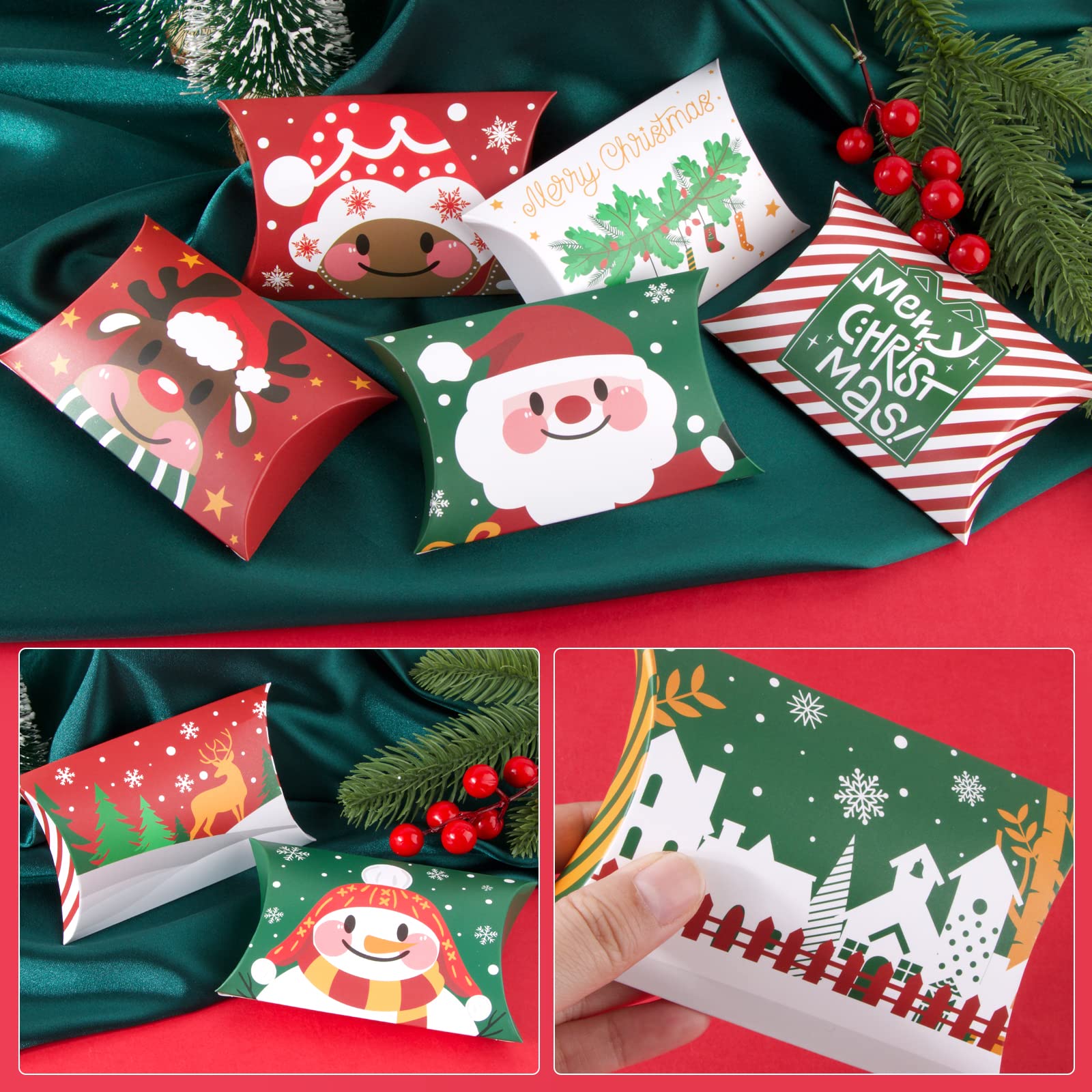 COLOFALLA Weihnachtsgeschenkbox – 25 Stück Merry Christmas Geschenkverpackung In Grün Mit Geschenkband