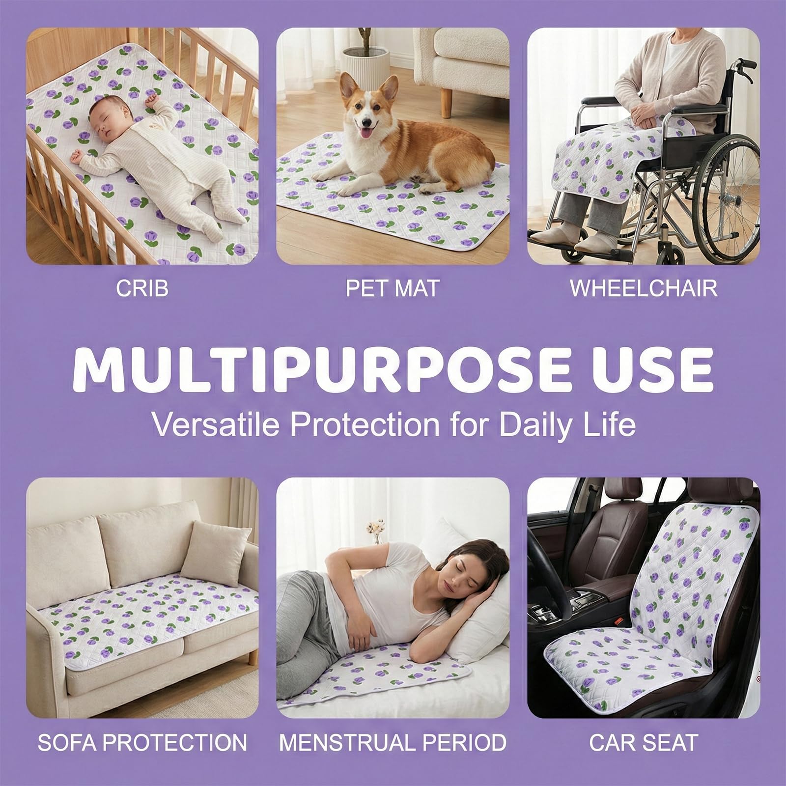 Set 2 Traverse Letto 70x90cm Impermeabili Ultra Morbide Lavabili Riutilizzabili per Neonati Bambini Adulti