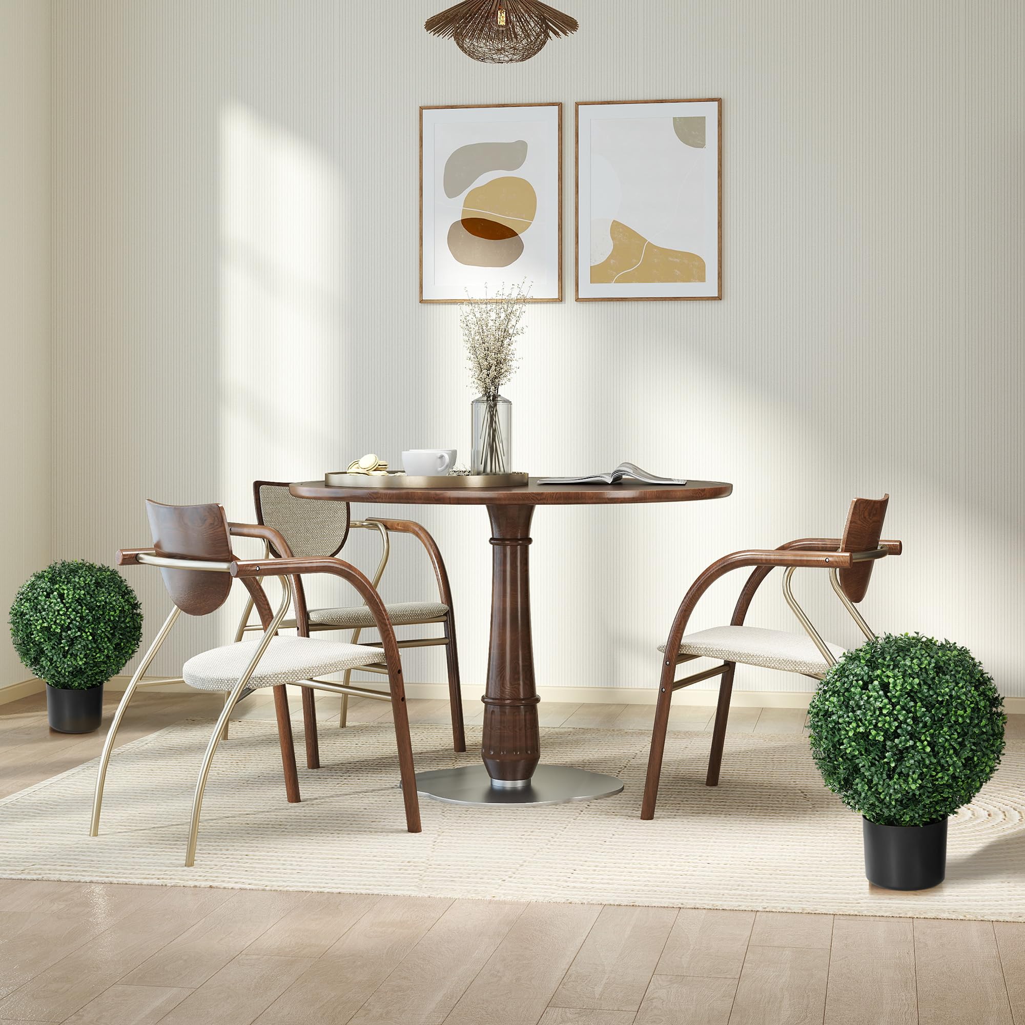 HOMCOM 2er Set Künstliche Buchsbaum 52cm Kunstpflanze mit UV Schutz | Runde Fake Plant Buchsbaum im Topf, Künstliche Pflanzen wie Echt, für Wohnzimmer Schlafzimmer Büro Deko