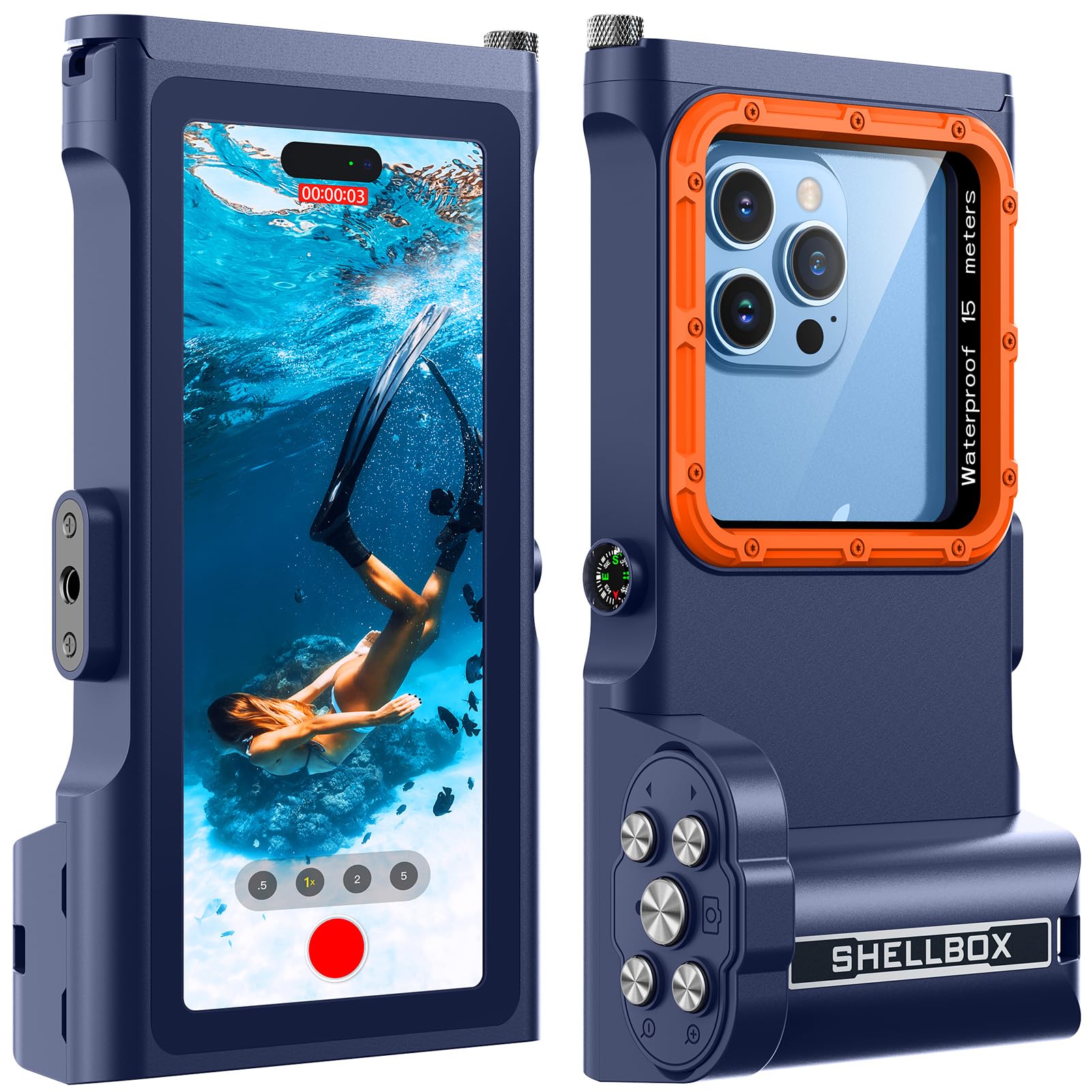 Lanhiem Pochette Étanche 15M [Universelle] Coque Téléphone IPX8 Plongée Compatible avec Bluetooth Professionnel Étui pour iPhone Samsung XiaoMi Google et Smartphone 4.7-6.9'' sous Marine Housse, Bleu