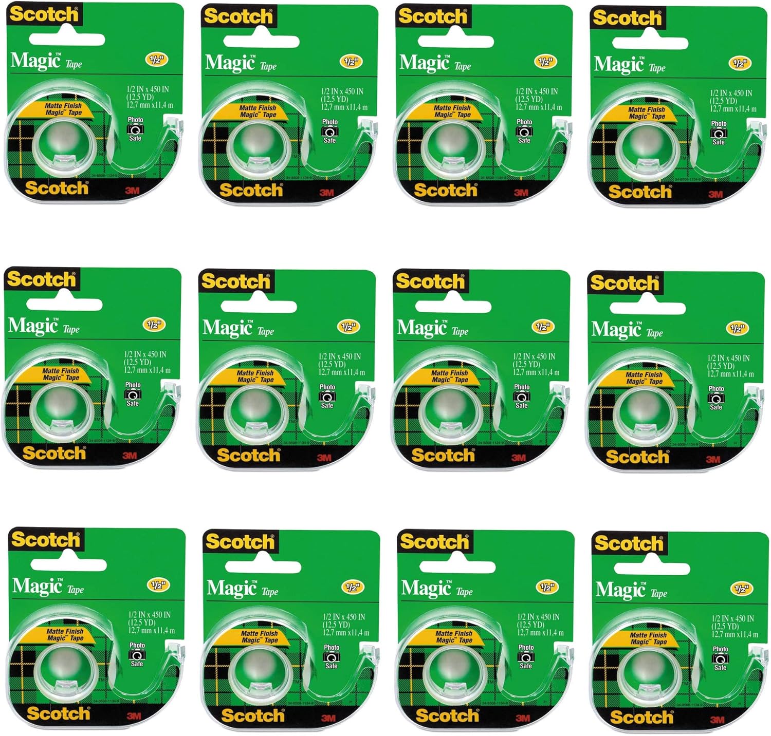 Scotch Magic Tape, 1/2 x 450 Inches, 12 Pack