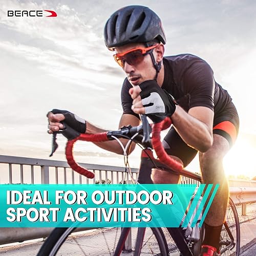 Miniatura 2 de BEACE Guantes para ciclismo, ciclismo, bicicleta de carretera de medio dedo para hombres y mujeres, 0.197 in, transpirable, antideslizante
