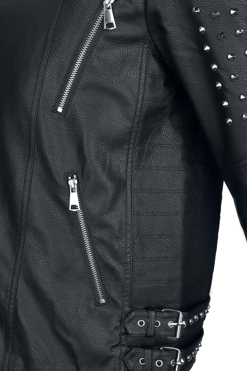 Rock Rebel by EMP Uomo Giacca in ecopelle nera con borchie in pizzo