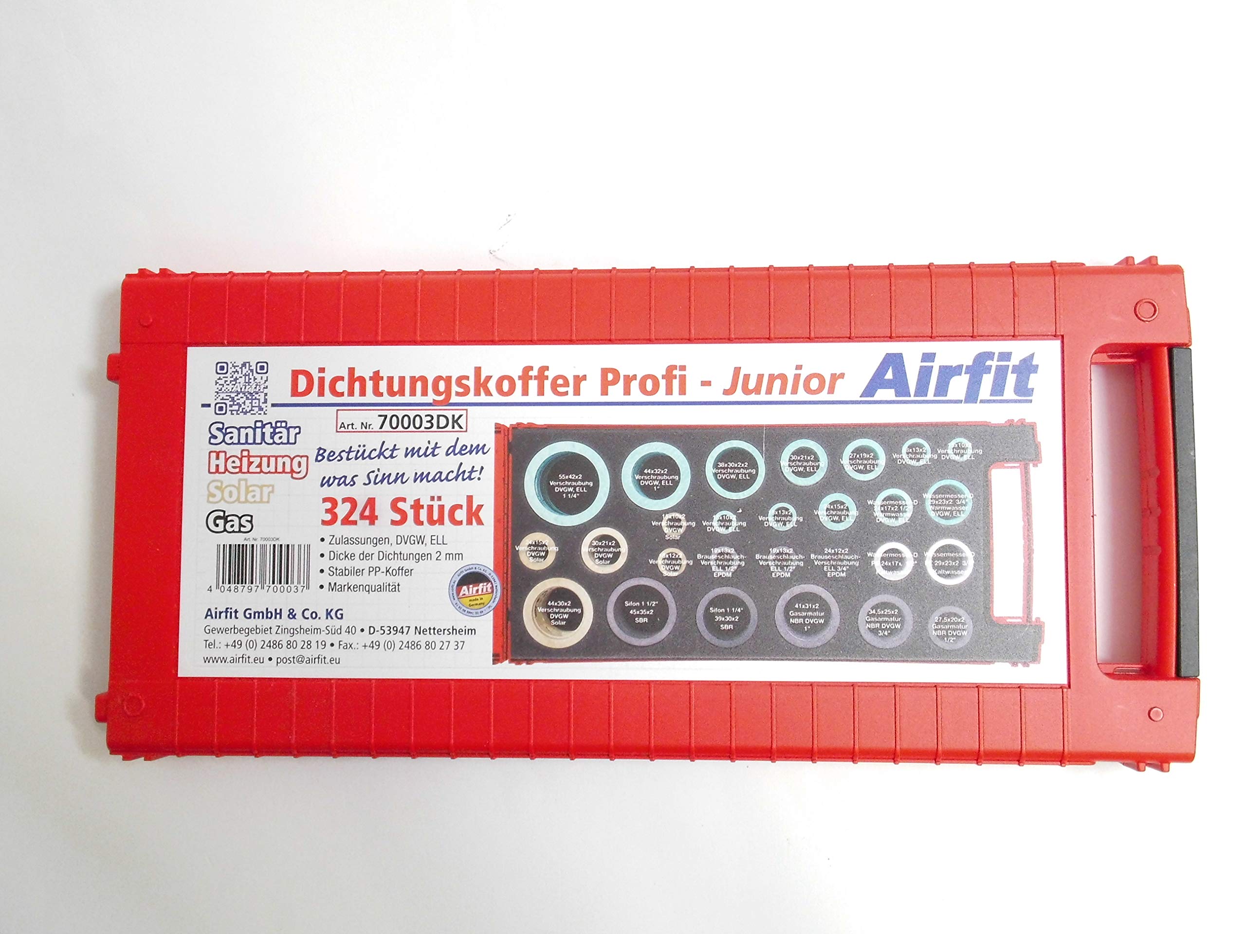 airfit Junta maletín profesional – Junior 324 Juntas para sanitarios, calefacción, Solar, Gas