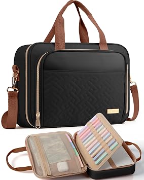 HOTOR Bible Cover - Multi-Pocket Bible Bag for Women Organizer with Bookmark, Portable Bible Case with Handles & Adjustable Shoulder Strap, Useful Gift for Work, Commute, 12.6 x 3.2 x 9.1, Black
