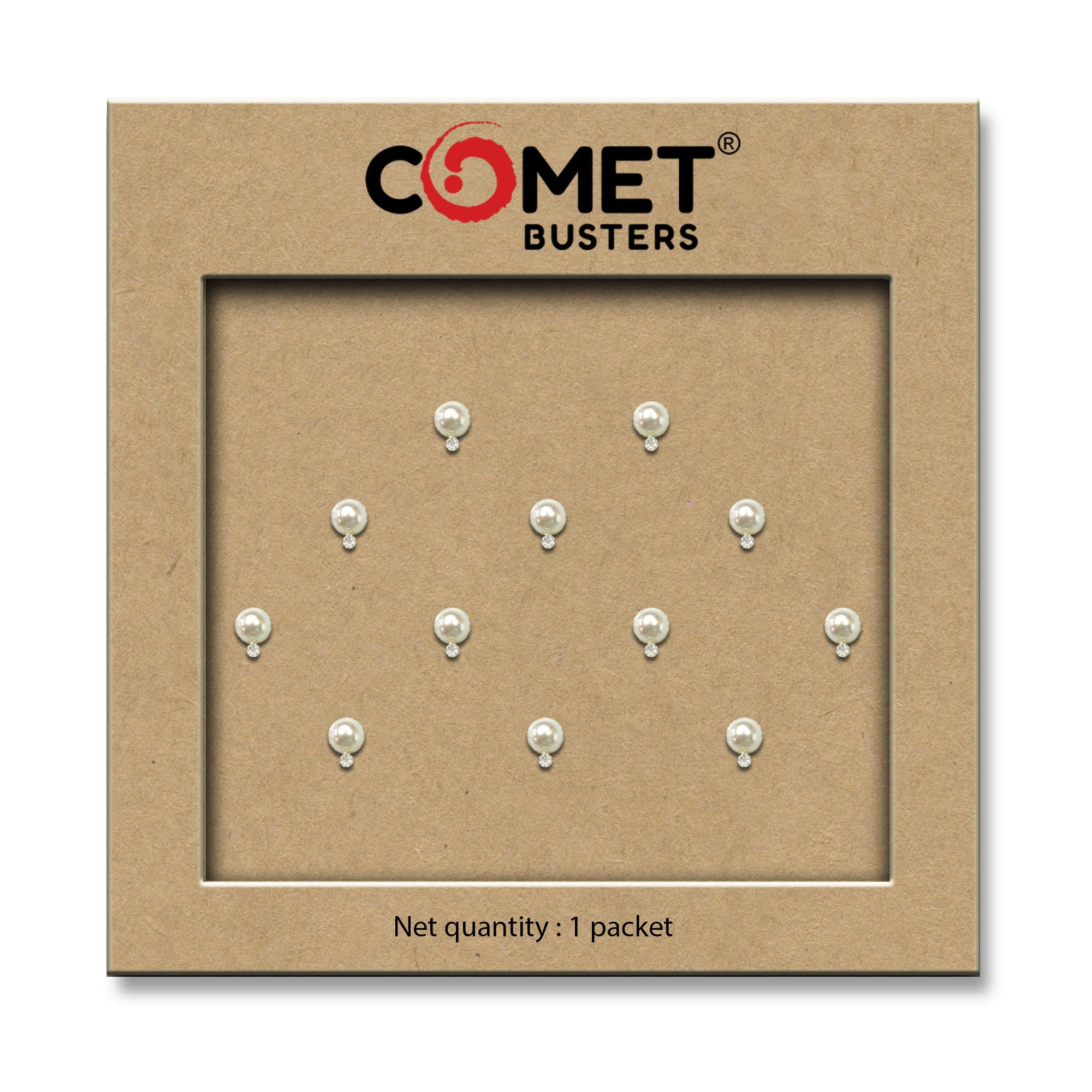 Comet Busters® Pearl & Crystal Designer Bindis – 5mm – Elegant Trendy Round Reusable Forehead Bindis (12 Bindis) (CBIN1589)-picture-13