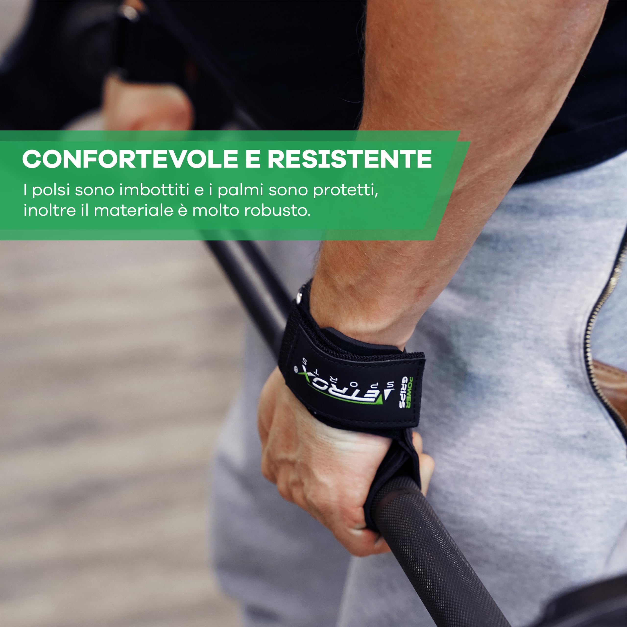 NetroxSports - Power Grips Lifting Straps - Cinghie Palestra con Wrist wraps - Per pesi molto elevati - allevia dita - Sollevamento Pesi - Reverse Grip, Straps Bodybuilding, Gym Strap - Donna e Uomo
