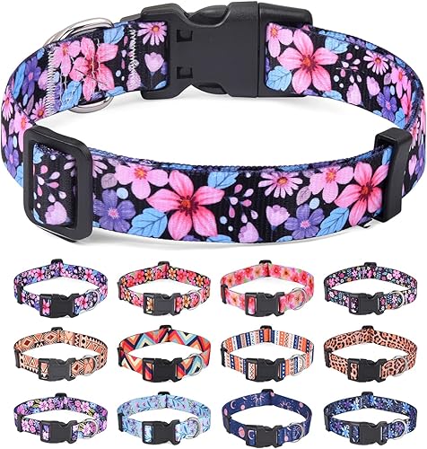 Miniatura 26 de Collar de perro para perros pequeños, collar suave y cómodo para mascotas para perros pequeños, medianos y grandes, patrón floral para perros macho