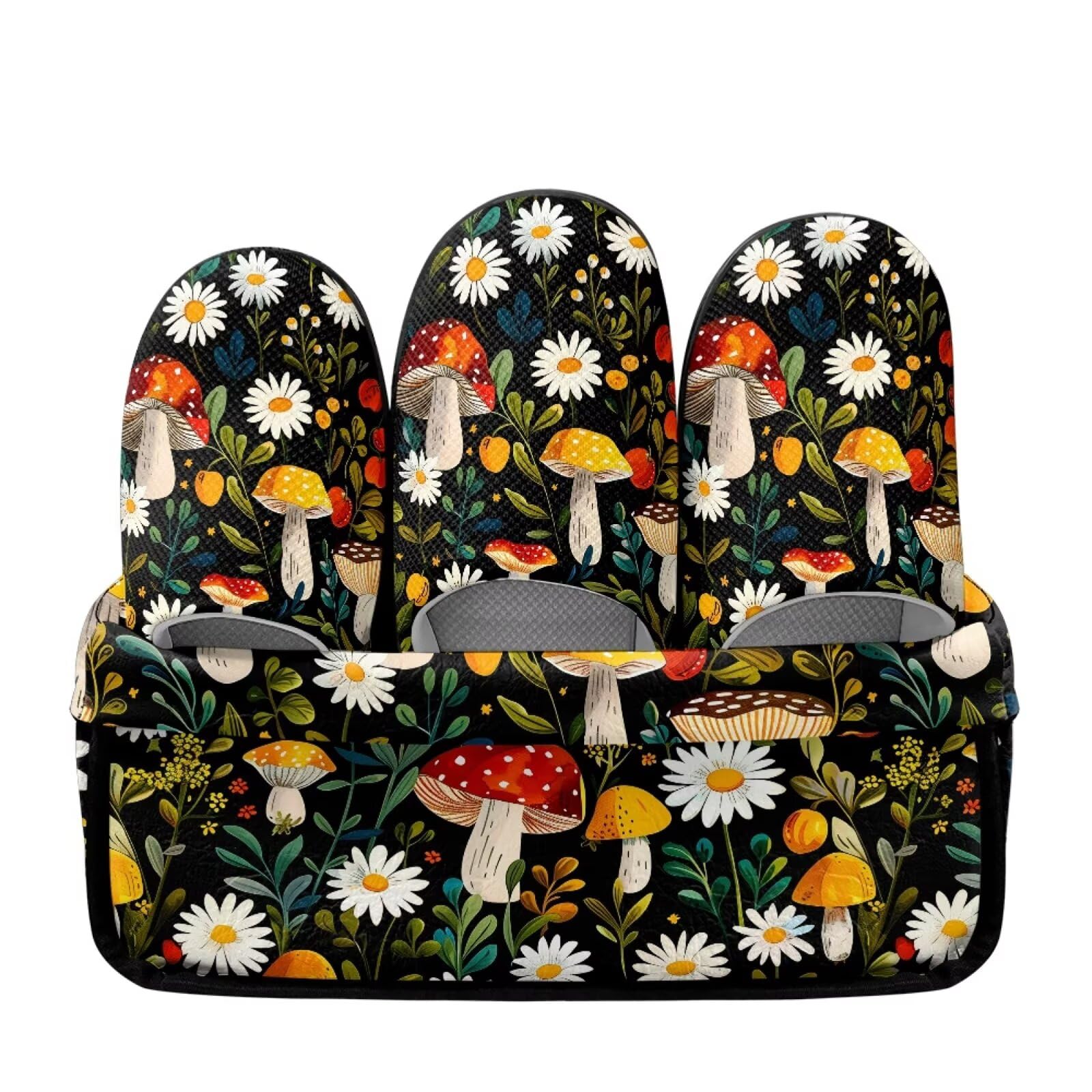 Twousenru Botanical Mushroom Universal Fit Slippers Set Fuzzy House Shoes with Storage Case Lightweight 3 Pairs Spa Slippers Set