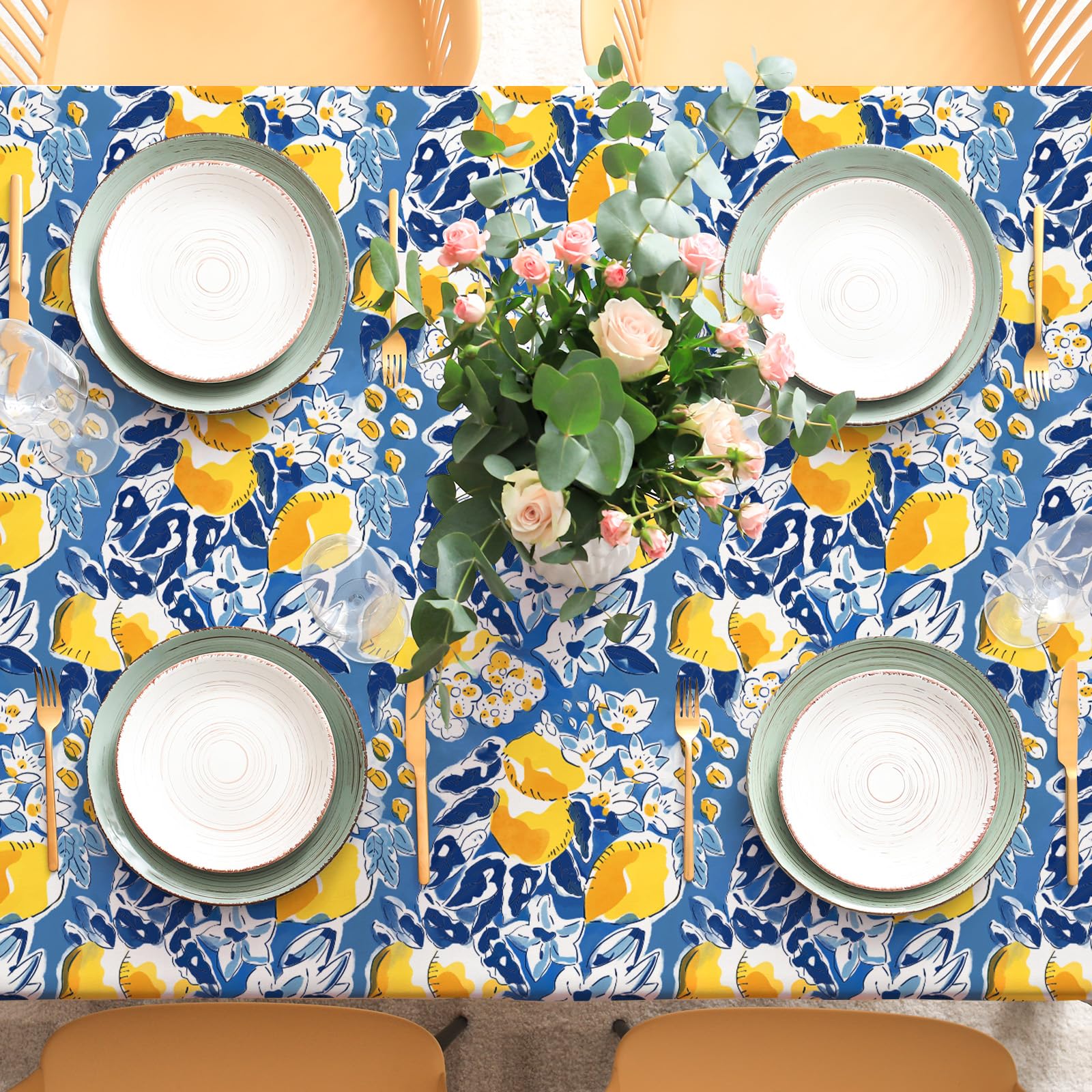 Amazon.com: Summer Lemon Tablecloth 60 x 104 Inch Mediterranean