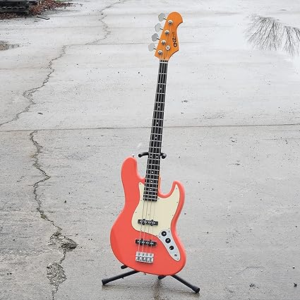 JB Electric Bass Guitar - Coral, Basswood Body, Maple Neck & Rosewood Fingerboard