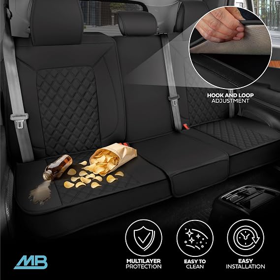 MotorBox Prestige Edition Napa Leather Seat Covers Full Set Black Car Seat Covers Front Seats and Back Car Seat Protector, Waterproof and Universal Fit for Most Small to Medium Autos, Trucks & SUVs