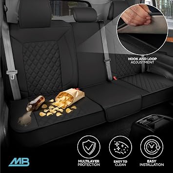 MotorBox Prestige Edition Napa Leather Seat Covers Full Set Black Car Seat Covers Front Seats and Back Car Seat Protector, Waterproof and Universal Fit for Most Small to Medium Autos, Trucks & SUVs