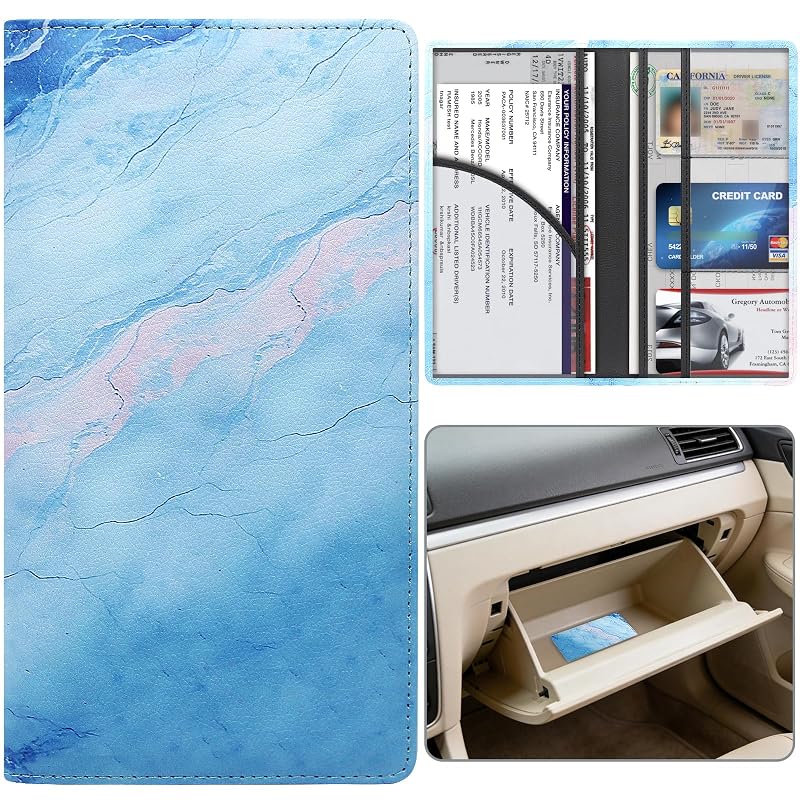 Porta-Documentos Automotivo para Registro e Seguro Miunice com Fechamento Magnético e 6 Compartimentos, Estampa Marble