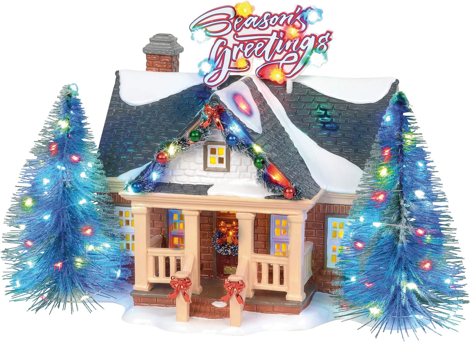 Department 56 Villages 9.26 In Lit Christmas Pole Tree , Battery Operated Assorted Colored Bulbs Village Accessories