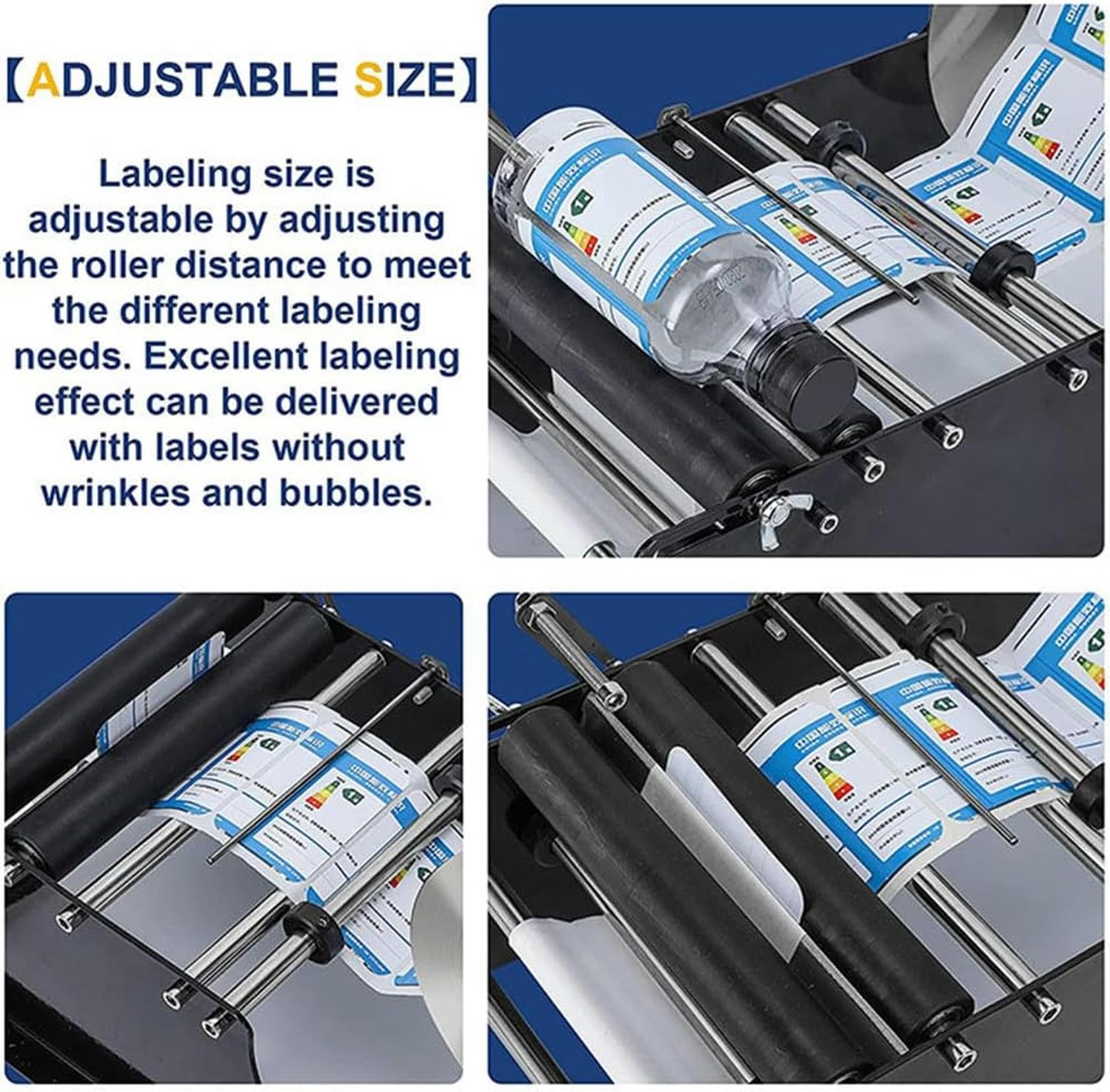 Étiqueteuse de bouteilles, applicateur semi-automatique réglable pour étiquettes de 10 à 110 mm de large, 30 étiquettes par minute, idéale pour un usage professionnel et domestique