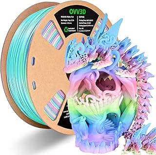 OVV3D Rainbow PLA Filament 1.75mm, 3D Printer Filament Multicolor PLA Filament, Matte Color Changing PLA Plus with Pink Purple Blue Green Lime, 3D Printing Filament 3D Filament, 1kg
