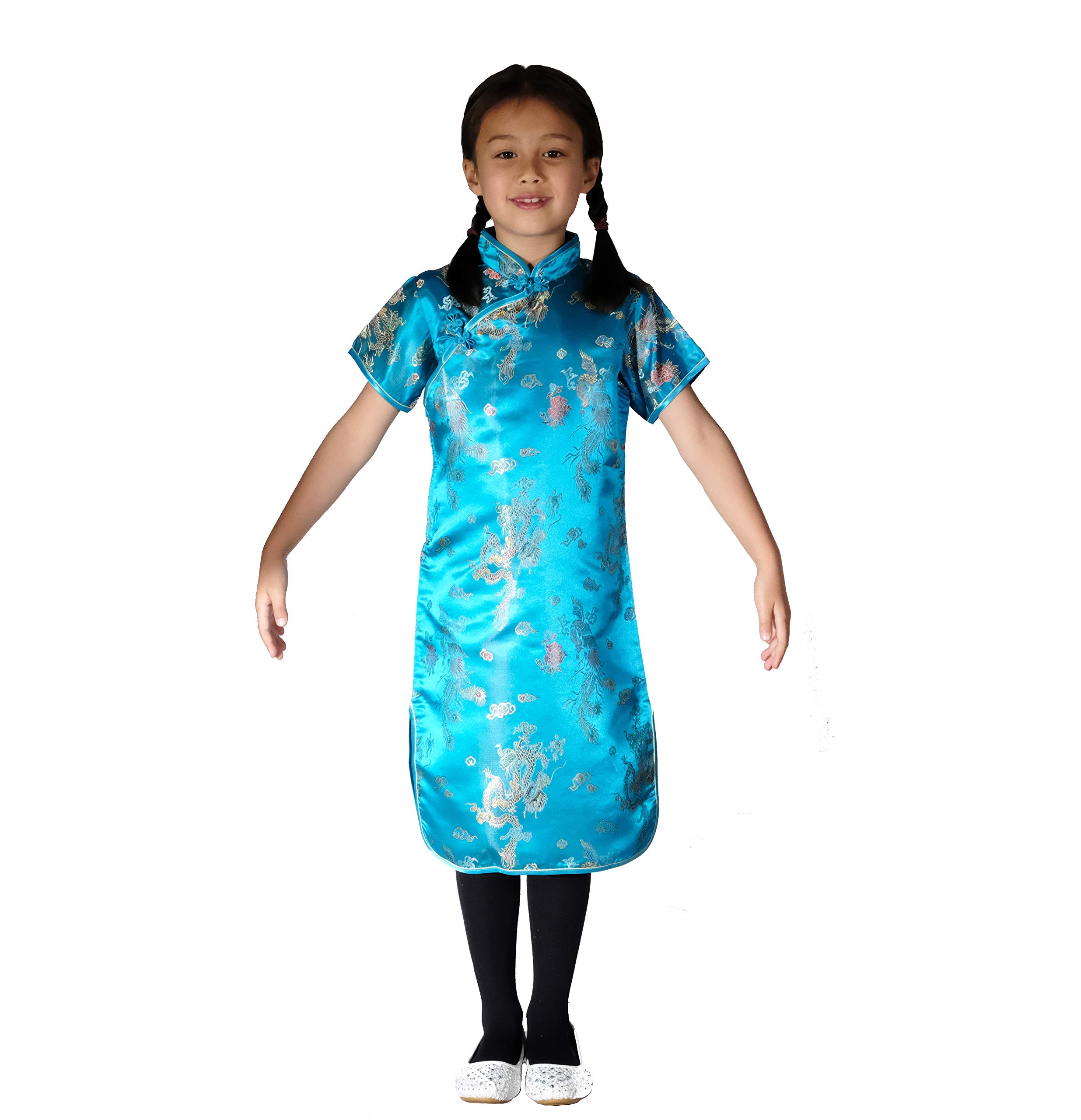 Cinda Turquoise Clothing Dragon And Phoenix Qi Pao (9-10 Years, )