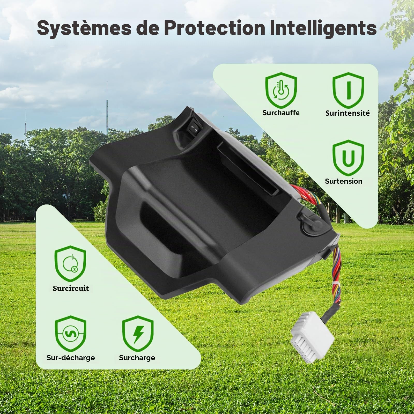 Batterie Li-ion de rechange 25,6 V 3500 mAh compatible avec Robomow Premium RC302, RC304, RC304u, RC306, RC308, RC308u, RC312, RC312u, remplace BAT7000B, MRK7005A