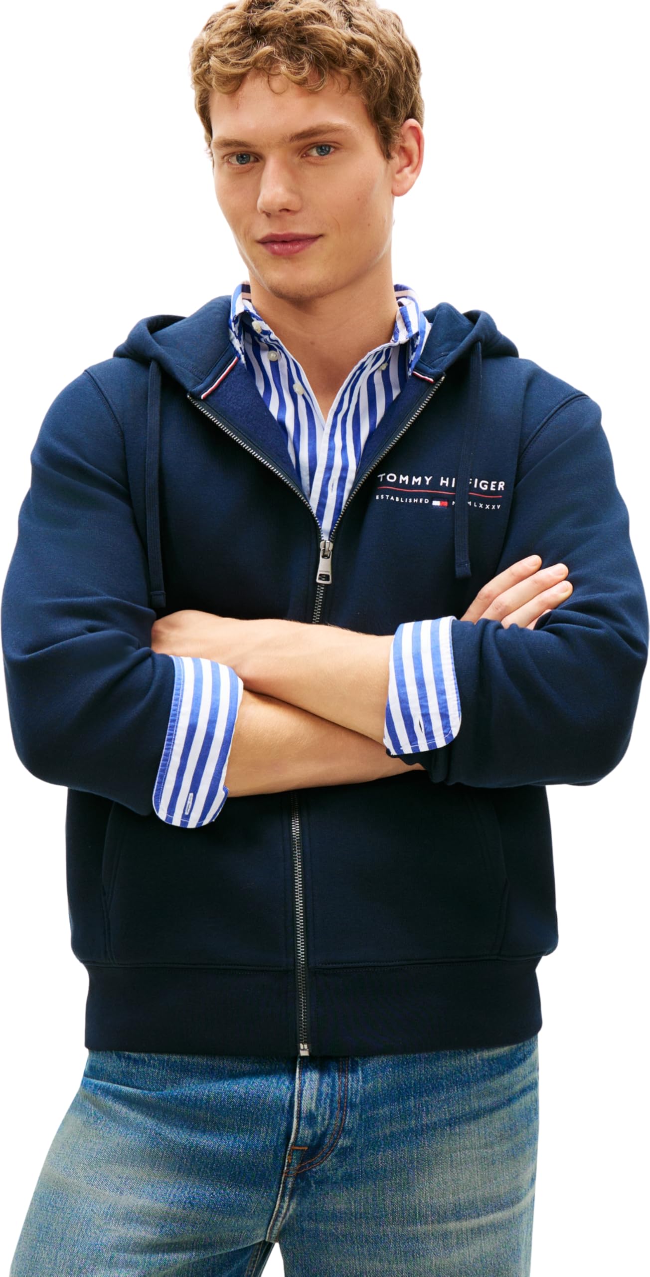 Tommy Hilfiger Herren Kapuzenpullover mit durchgehendem Reißverschluss