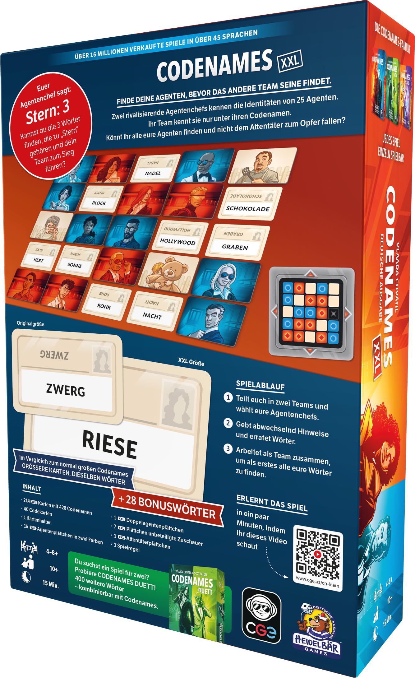 Czech Games Edition Codenames XXL - Jeu de fête amusant pour le jeu de l'année 2016 - Jeu de conseils communicatifs en version grande - Allemand - 4 à 8 joueurs et plus - À partir de 10 ans