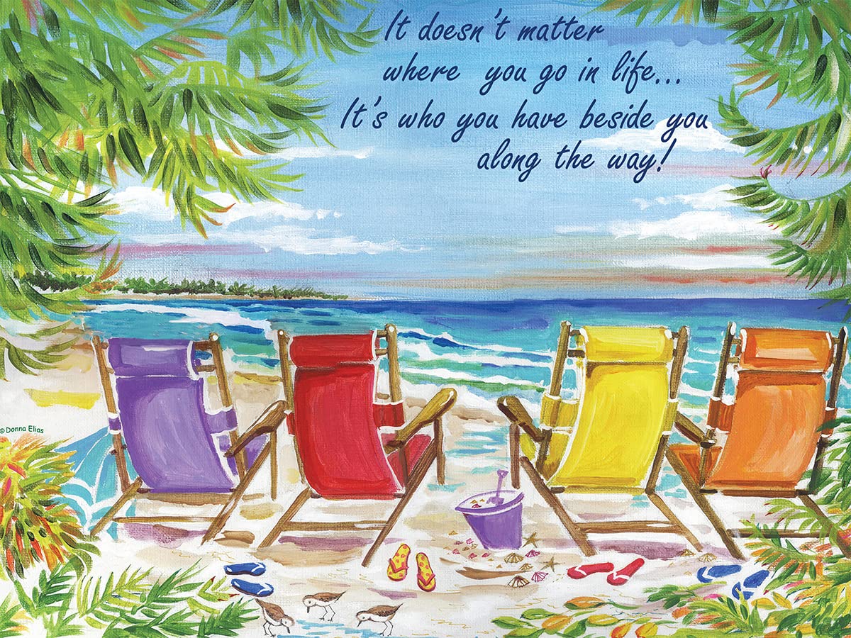 Heritage Puzzle Front Row Seats - 550 Piece Jigsaw Puzzle Size 24" x18" by Donna Elias - Beach Puzzles for Adults - Coastal Theme Beach Puzzle - Suitable for Framing - Made in U.S.A.