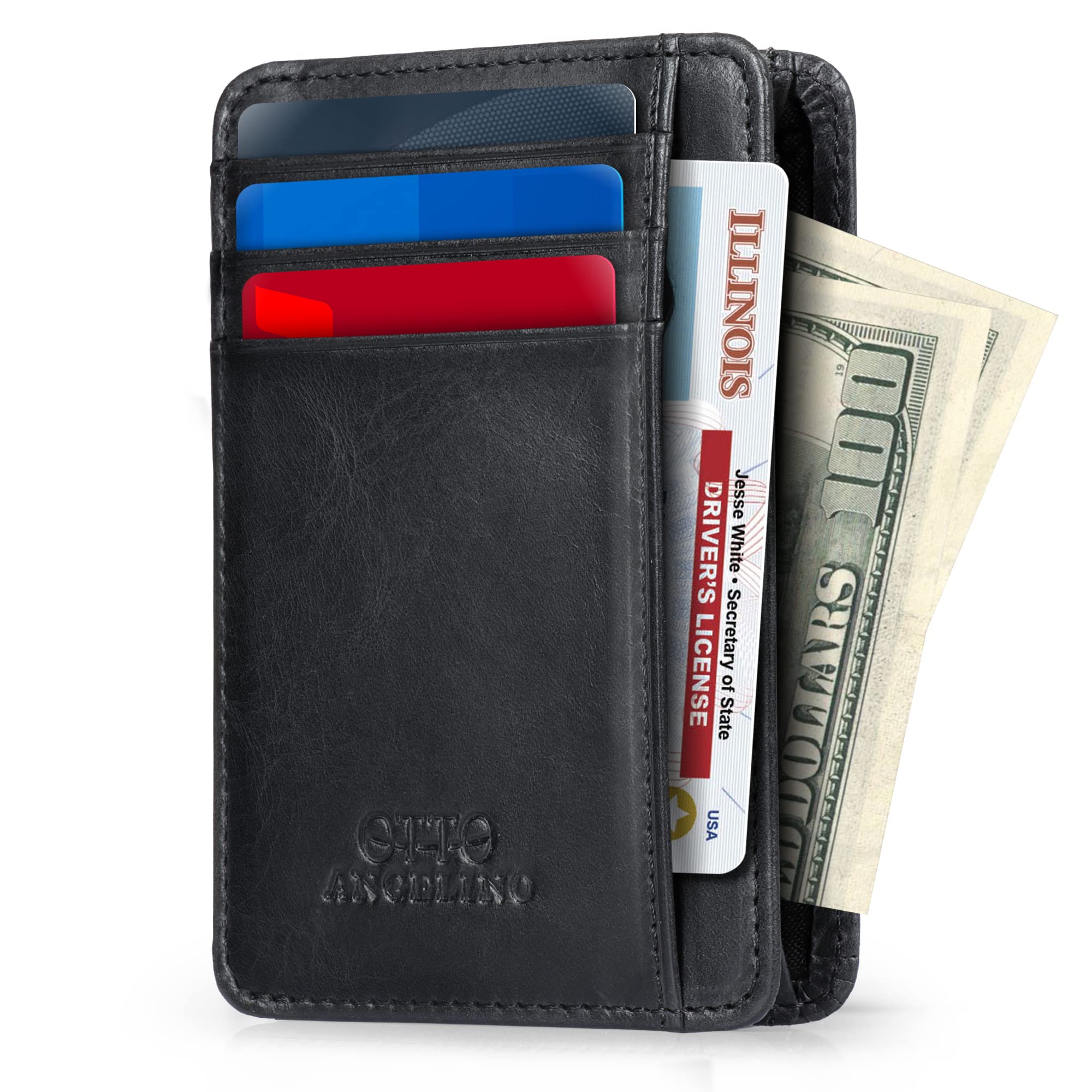 Otto Angelino Genuine Leather Wallet Cardholder Bank Cards, Money, Driver's License - Unisex