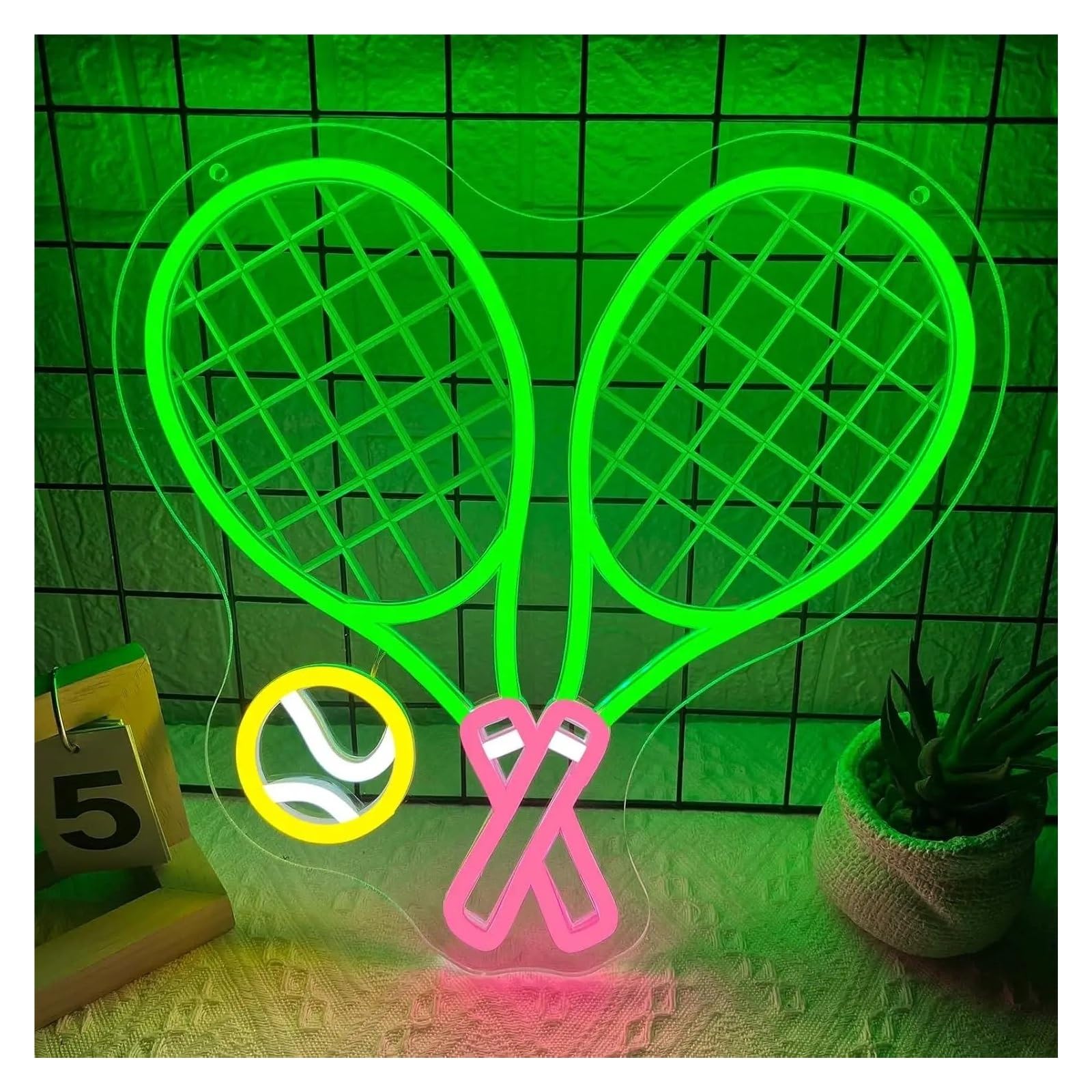 LEMST Sign Lamp Tennis Neon Sign Dimmable LED Light for Court Sports Themed Party Bedroom Playroom College Dorm Club Decor 33.7x33.1cm/13.2x13cm