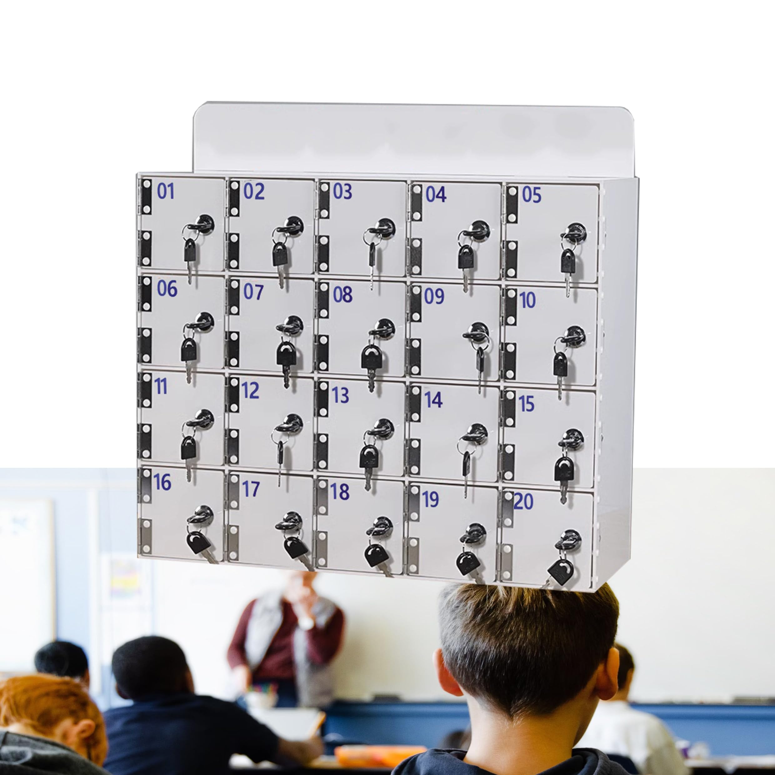 Caja de Almacenamiento para teléfono móvil Soporte acrílico para teléfono móvil Caja de Almacenamiento de Escritorio Caja de Seguridad para teléfono móvil con 30 Ranuras Cerradura y l