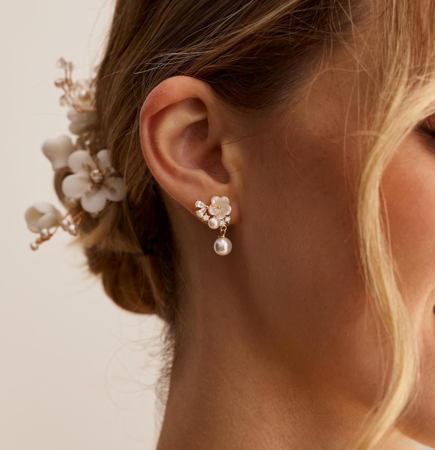 14K Gold Plated Pearl Drop Earrings for Women Dangle Wedding Bridesmaid Bridal 14K Gold Plated Handpicked Pearl Earrings Elegant Accessories Prom Jewelry Festival Gifts for Women - Image 2