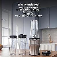 Vista 7 de Ninja BN301 Nutri-Blender Plus - Licuadora personal compacta, motor de 900 vatios de pico, para bebidas congeladas, licuados, salsas y más, (3)