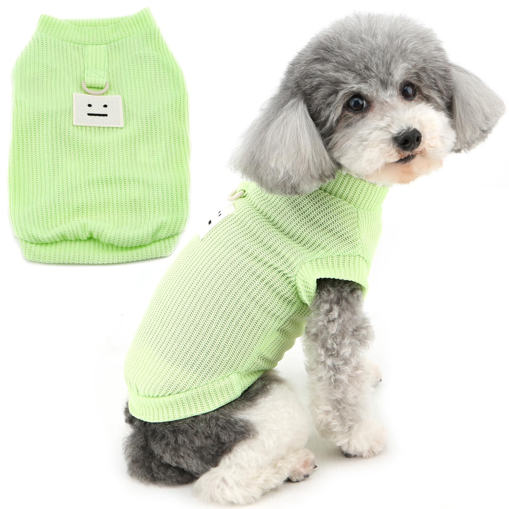 Zunea Dog T Shirts for Small Dogs Summer Puppy Chihuahua Clothes Tee Shirt with D-Ring Toy Poodle Vest Tank Top Soft Breathable Sleeveless Basic Shirt Pet Apparel for Yorkie Shih tzu Green L