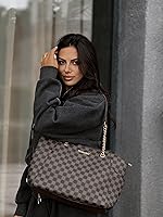 Vista 89 de Montana West Bolso de mano para mujer con asa superior con cadena Gris/Negro