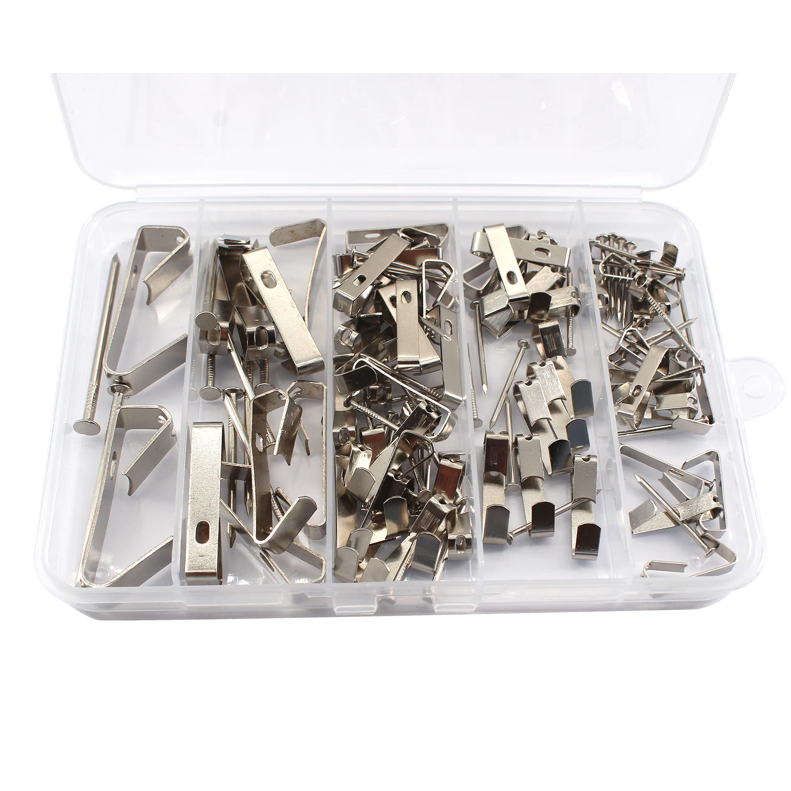 Silver 60 Set Picture Hangers Photo Frame Hanging Hooks Kit - Image 3