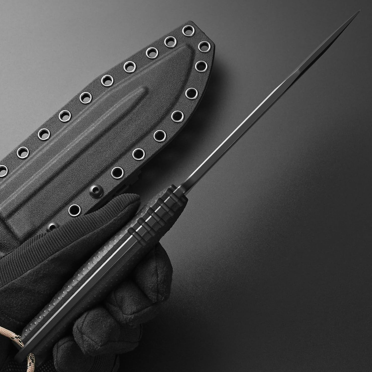 Gtkii GTK2 Fixed Blade Knife AUS-10 Steel Blade Nylon Fiberglass Handle Full Tang EDC Tool Knifes for Outdoor Camping Survival Adventure Bushcraft (black)