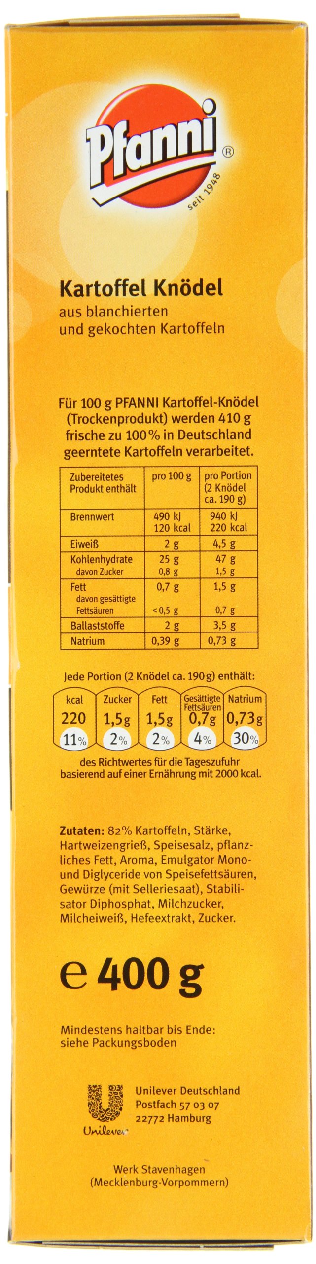 Pfanni Kartoffel Knödel Halb & Halb der Klassiker für ein leckeres Kartoffelgericht mit 100% deutschen Kartoffeln 7x 400 g (Packung mit 2)