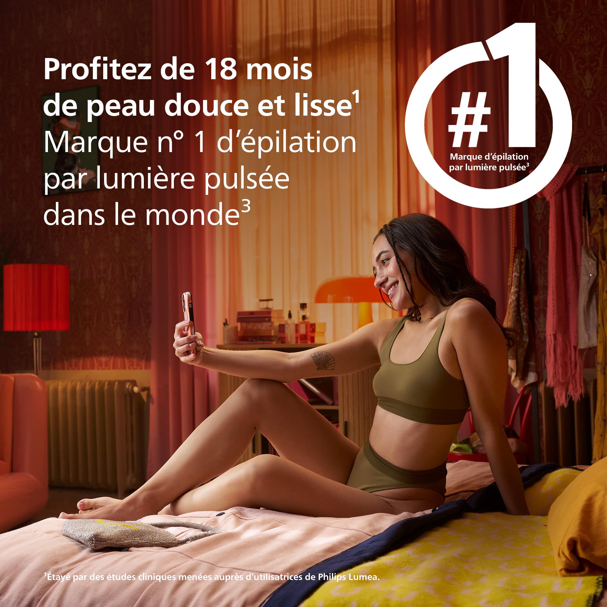 Philips Lumea série 7000, Épilateur à lumière pulsée, alternative à l'épilation laser, avec tondeuse-stylo Satin Compact, 2 embouts pour le corps et le visage, modèle BRI921/00