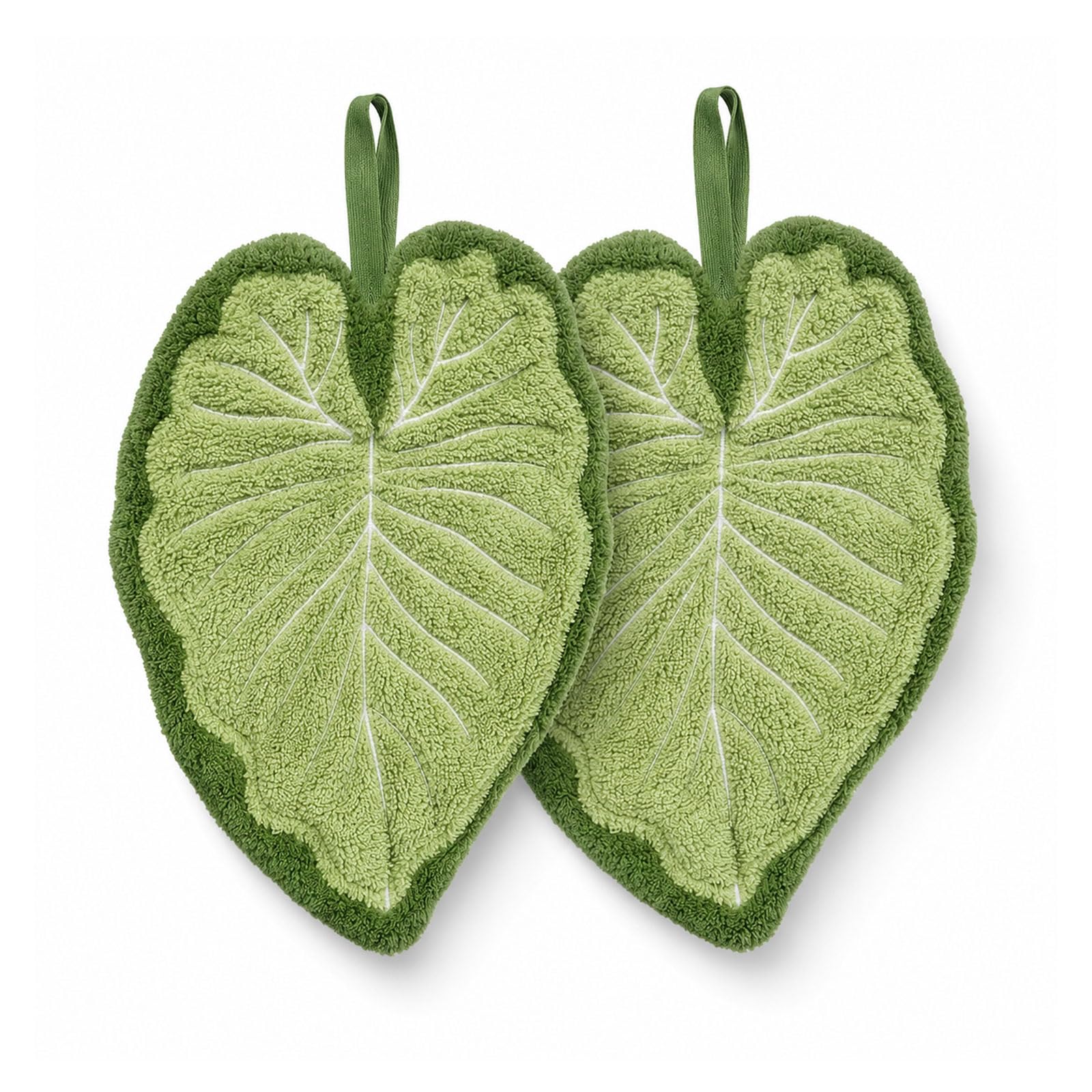 Dixiwuje 2 Pack Leaf Shaped Hand Towels, Coral Fleece Kitchen Towels
