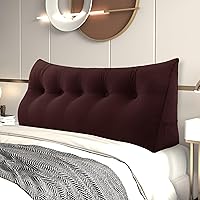 Vista 14 de Johnear - Almohada grande de cuña para cabecera de lectura, para sentarse en la cama para adultos, cojín triangular de terciopelo para respaldo