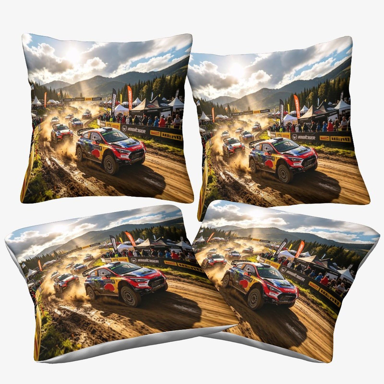 Dafufbw Rally Racing-1 Rally Racing Cushion Covers 40X40cm, 4Pcs, Off-Road Rally Polyester Microfiber Decorative Throw Pillow Covers For Sofa Couch Bed Home Patio Outdoor Decor