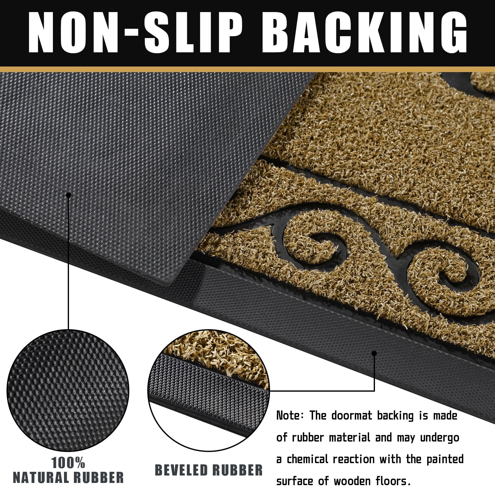 Yimobra Hello Front Door Mat, Heavy Duty Easy Clean Doormat Indoor Outdoor, Waterproof Quick Dry Floor Mat for Home Garage - Image 3