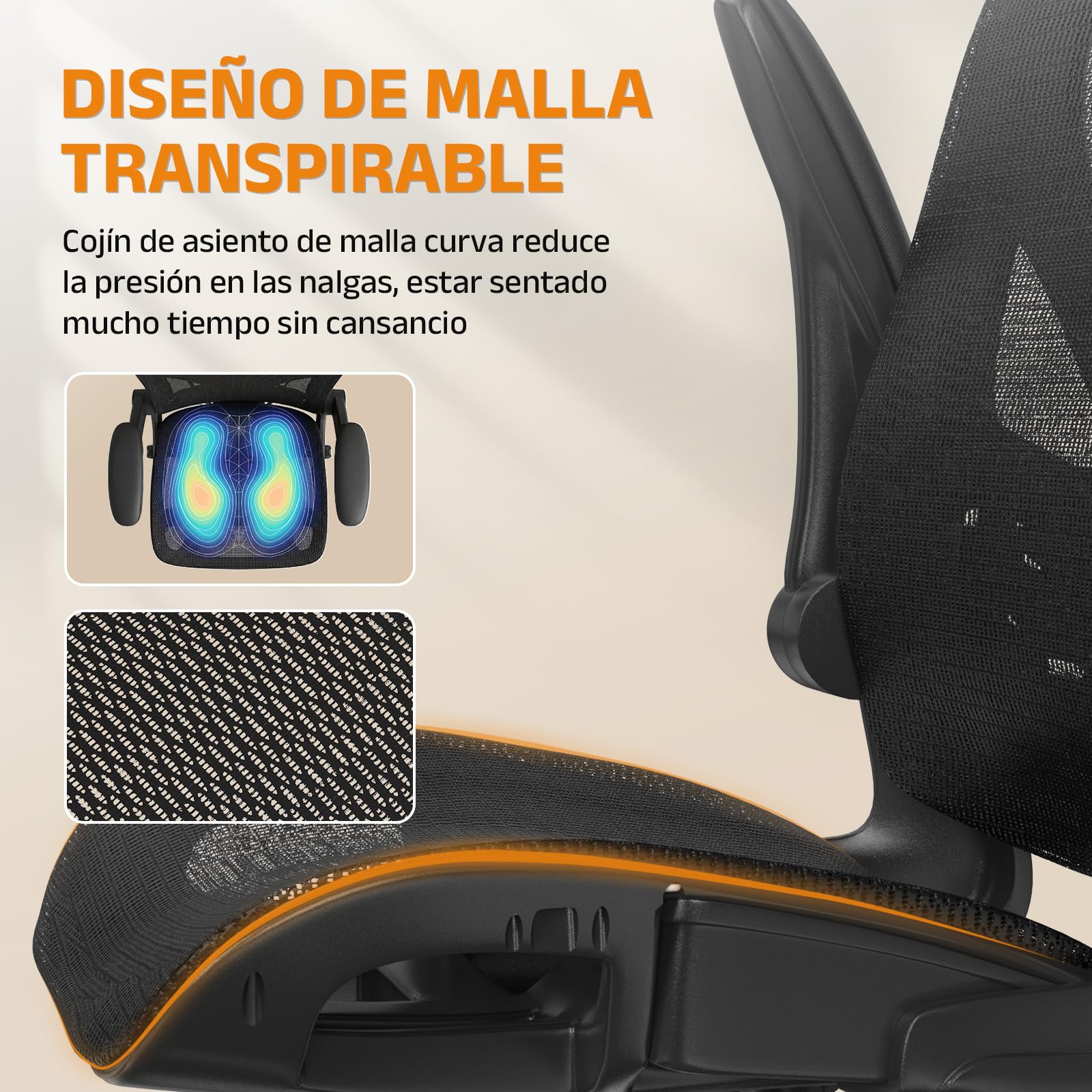 naspaluro Silla Ergonomica Escritorio Gaming, Silla de Oficina Negra, 150kg | Reposacabezas 3D, soporte lumbar 2D, reposabrazos abatibles, Tejido de malla resistente y duradero, base de hierro robusta
