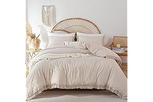 Smoofy Boho Fringe Tufted Cream Comforter Twin